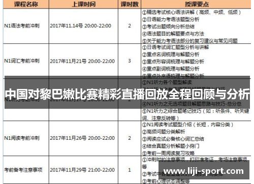 中国对黎巴嫩比赛精彩直播回放全程回顾与分析